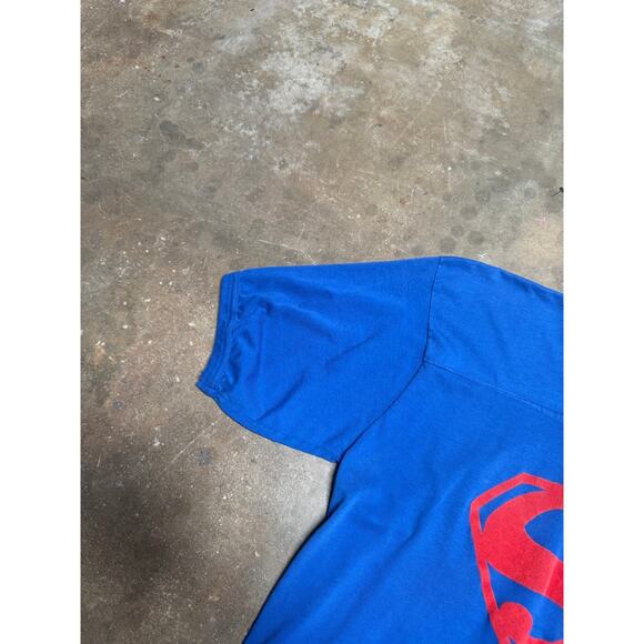 Vintage 80s Superman Shirt Mens Large Blue DC Comics Short Sleeve V Neck USA - L - Picture 11 of 14